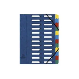 Trieur HARMONIKA® à fenêtres avec élastiques véritable carte lustrée 24 compartiments - Bleu - EXACOMPTA photo du produit
