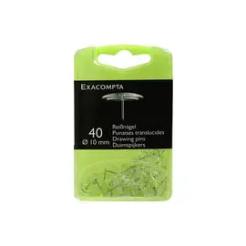Bo&icirc;te de 40 punaises - Hauteur de pointe 7mm - 10mm de diam&egrave;tre - Cristal translucide - EXACOMPTA photo du produit