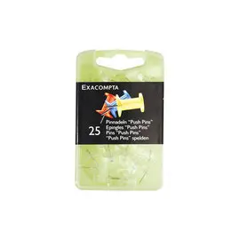 Bo&icirc;te de 25 &eacute;pingles Push Pins - Hauteur de pointe 7mm - 10mm de diam&egrave;tre - Cristal - EXACOMPTA photo du produit