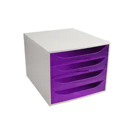 ECOBOX 4 tiroirs - Gris/violet transparent - EXACOMPTA photo du produit