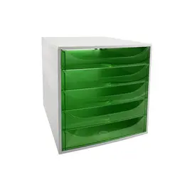 ECOBOX PLUS 5 tiroirs - Gris/vert pomme transparent - EXACOMPTA photo du produit