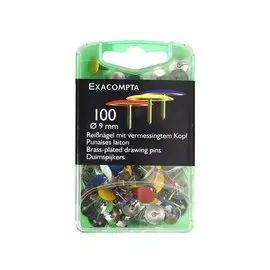 100 Punaises en laiton - 9 mm - Coloris assortis - EXACOMPTA photo du produit