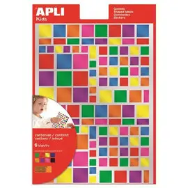 Gommettes carrées 20 mm permanent multicolores métal 6 feuilles photo du produit