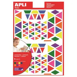 Gommettes triangulaires enlevables multicolores 6 feuilles photo du produit