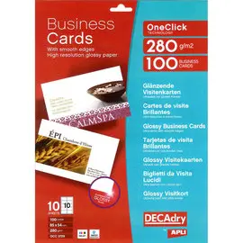 Pochette 100 cartes de visite blanches brillantes OneClick - 280g photo du produit