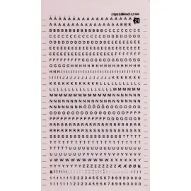 Lettres et chiffres transfert noirs 2,5 mm 731 caract&egrave;res photo du produit