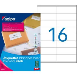 Etiquettes laser blanches permanentes 105x35 mm 100 feuilles photo du produit