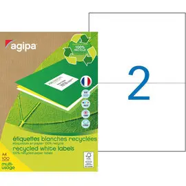 Etiquettes recyclées blanches permanentes 210 x 148,5 mm 100 feuilles photo du produit