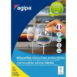 Etiquettes blanches enlevables 22x16 mm 100 feuilles photo du produit