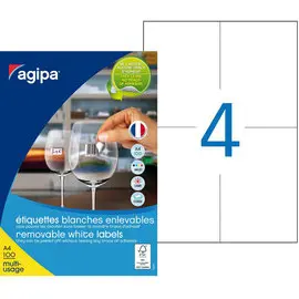 Etiquettes blanches enlevables 105x148 mm 100 feuilles photo du produit