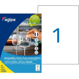 Etiquettes blanches enlevables 210x297 mm 100 feuilles photo du produit