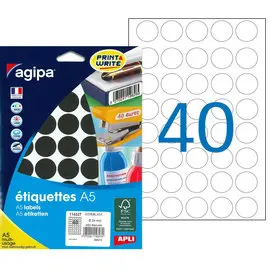 Pastilles noire multi-usage Ø 24 mm 10 feuilles photo du produit