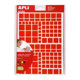 Gommettes enlevables carrés tailles et couleurs assorties 6 feuilles photo du produit