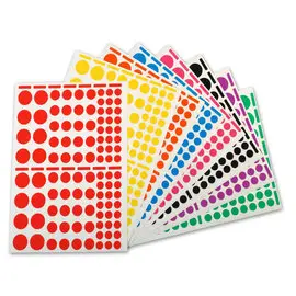Gommettes enlevables rondes tailles et couleurs assorties 18 feuilles photo du produit