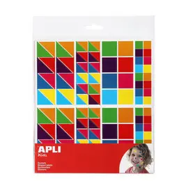 Pochette de 2 feuilles de gommettes carrés couleurs assorties photo du produit