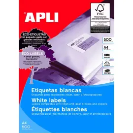 &Eacute;tiquettes blanches permanentes 38,0 x 21,2 mm 500 feuilles photo du produit