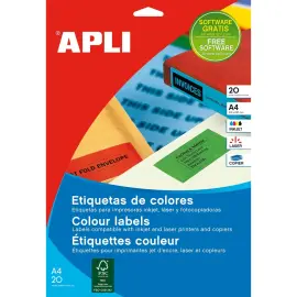 &Eacute;tiquettes rouges permanentes 105,0 x 37,0 mm 20 feuillesles - Apli photo du produit