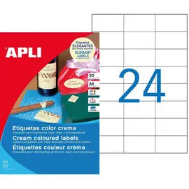 Étiquettes crème permanentes 70,0 x 37,0 mm 20 feuilles photo du produit