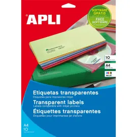 &Eacute;tiquettes transparentes permanentes 105,0 x 148,0 mm 10 feuilles photo du produit