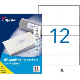 Etiquettes blanches permanentes 105,0x49,39 mm 100 feuilles photo du produit