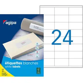 Etiquettes blanches permanentes 70,0 x 35,0 mm 25 feuilles photo du produit
