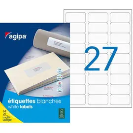Etiquettes blanches permanentes 55,0x30,0 mm 25 feuilles photo du produit