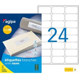 Etiquettes blanches permanentes 63,5 x 33,9 mm 25 feuilles photo du produit