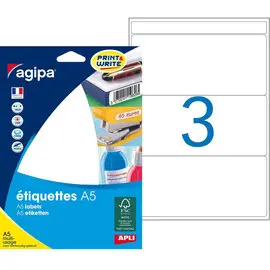 Etiquettes blanches multi usage 64x133 mm 16 feuilles photo du produit
