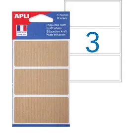 Etiquettes kraft 75x34 mm 12 u. photo du produit