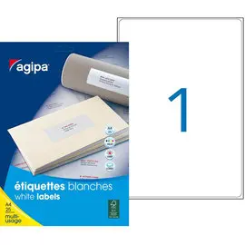 Etiquettes blanches permanentes 199,6 x 289,1 mm 25 feuilles photo du produit