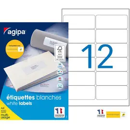 Etiquettes blanches permanentes 99,1x42,3 mm 100 feuilles photo du produit