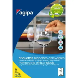 Etiquettes blanches enlevables 18x12 mm 25 feuilles photo du produit
