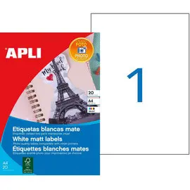 Pochette 20 etiquettes photo mat photo du produit