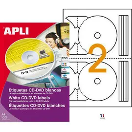 Etiquettes blanches permanentes CD/DVD 117,0 mm 100 feuilles photo du produit