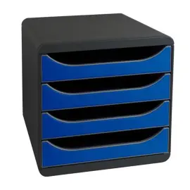 Caisson individuel - 4 tiroirs - Noir et bleu - EXACOMPTA photo du produit