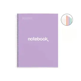 Notebook Emotions Rigide A4 Quadri. 5x5mm 120feuil. 5coul. Lavande photo du produit