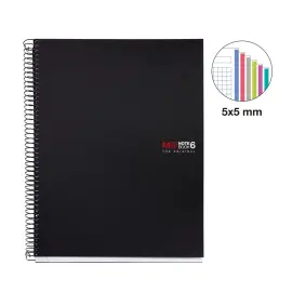 Notebook The Original Souple A5 Quadri. 5x5mm 150feuil. 6coul. Noir photo du produit