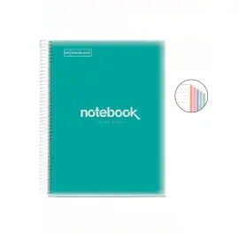 Notebook Emotions Souple A4 Lign&eacute; 7mm 120feuil. 5coul. Turquoise photo du produit