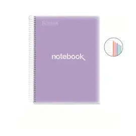 Notebook Emotions Souple A4 Lign&eacute; 7mm 120feuil. 5coul. Lavande photo du produit