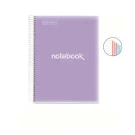 Notebook Emotions Souple A5 Lign&eacute; 7mm 120feuil. 5coul. Lavande photo du produit
