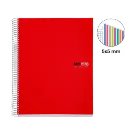 Notebook The Original Souple A5 Quadri. 5x5mm 200feuil. 8coul. Rouge photo du produit