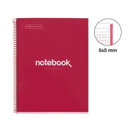 Notebook Emotions Rigide A4 Quadri. 5x5mm 80feuil. Rouge photo du produit