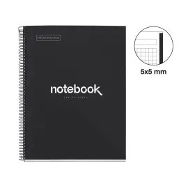 Notebook Emotions Rigide A4 Quadri. 5x5mm 80feuil. Noir photo du produit