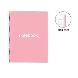 Notebook Emotions Rigide A4 Quadri. 5x5mm 80feuil. Rose photo du produit