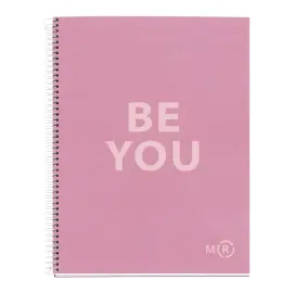 Notebook Be Eco Recycl&eacute; A4 Quadri. 5x5mm 80feuil. Rose photo du produit