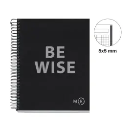 Notebook Be Eco Recycl&eacute; A5 Quadri. 5x5mm 80feuil. Anthracite photo du produit