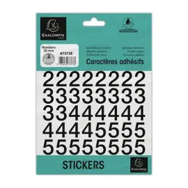 Pochette chiffres adhesifs (20 mm) noir photo du produit