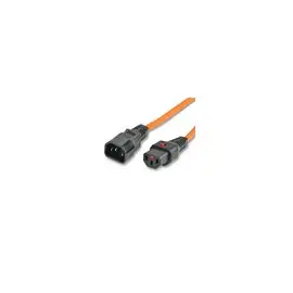 IEC-LOCK Rallonge d alimentation C14 / C13 a verrouillage orange 1,0 m photo du produit