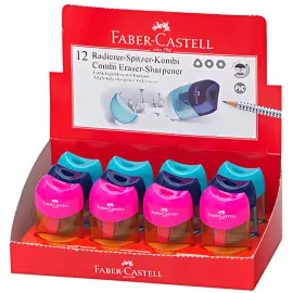 12 FABER-CASTELL Combi mini gomme - taille-crayon, pr&eacute;sentoir photo du produit