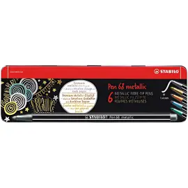 STABILO Feutre Pen 68 metallic, &eacute;tui en m&eacute;tal de 6 photo du produit